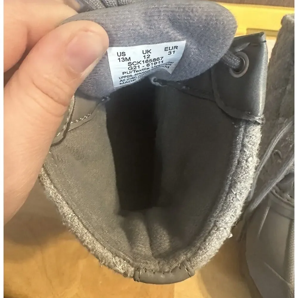 Sperry Gray Duck Boots YOUTH size 13M 50% Wool 50% Polyester Winter Snow RAIN